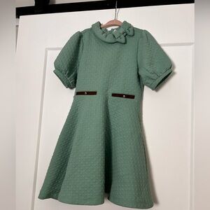 Janie and Jack Quilted Green Dress with Bow
